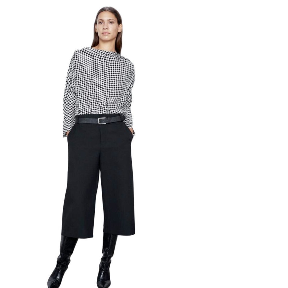 Houndstooth Blouse with Gathered Details by Zara